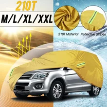 Universal For Sedan SUV Full Car Cover 210T Waterproof Snow Cover Anti UV Scratch Yellow Protector Case with Reflective Strip