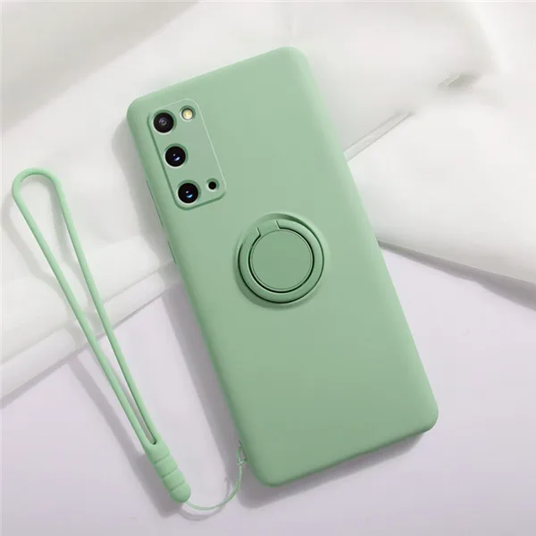 S20 Ultra S20Ultra S20 Plus S20FE Case Liquid Silicone Soft Ring Shockproof Cover for Samsung Galaxy S20 Ultra S20 fe Plus S20FE green