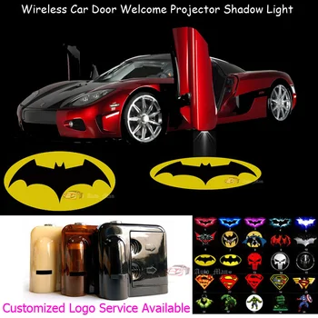 

2x Wireless Sensor No Need Drilling Car Welcome Laser Projector Yellow Dark Knight Batman Logo Ghost Shadow LED Light 0124