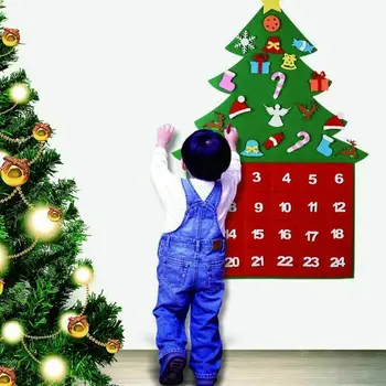 

2019 Christmas Advent Calendar Panels Set Felt Fabric Tree Calendar Xmas Home Decor Christmas Tree Gift Ornaments Decorations