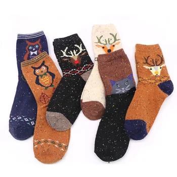 

Winter wa zi mao Fox Cartoon Animal Color Point Tube Women's Looped Pile Warm-keeping Socks NEPs Yarn Rabbit Fur and Sheep Wool