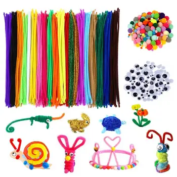 

DIY Art Craft Materials Kit Includes 160pcs Pompoms 110pcs Pipe Cleaners 30pcs Wiggle Googly Eyes for Kids DIY Craft Supplies