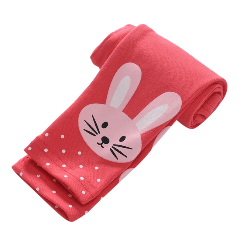 Обтягивающие штаны для маленьких девочек теплые леггинсы эластичные штаны с рисунком кролика для девочек мягкие хлопковые осенние брюки - Цвет: R