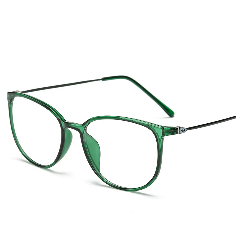 Круглый ультра-светильник, очки с оправой Для мужчин и Для женщин модный тренд с защитой от УФ-светильник плоское зеркало литературный оправа для очков - Цвет оправы: Зеленый