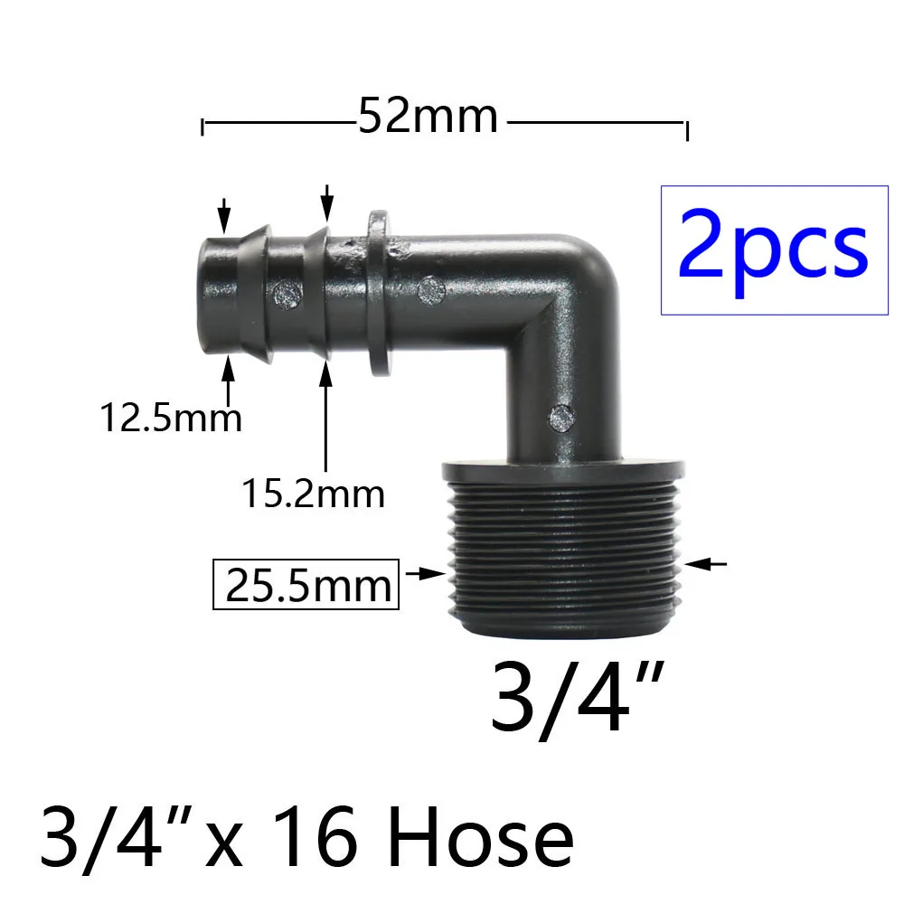 2pcs 1/2" 3/4" 1" Thread To Barb 16mm 20mm 25mm 32mm PE Hose Connector Adapter Gagriculture Irrigation System Pipe Coupler