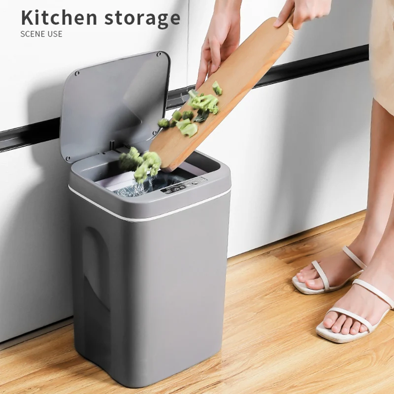 16L Smart Induction Touching Garbage Bin Sensor Self-Sealing Trash Can Automatic Open Lid For Home Kitchen Bathroom | Дом и сад