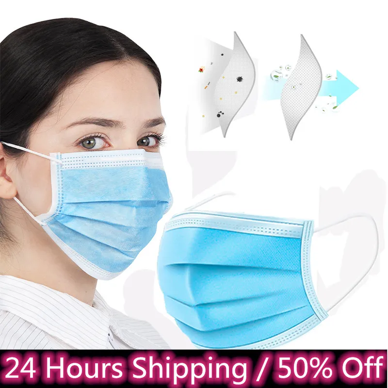 

Unisex 3-Layers Non-woven Face Masks Anti Dust Mouth Nose Cover Anti Bacterial Anti-fog and haze Masks for Men Women