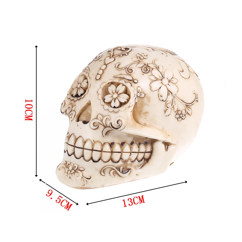 Смола La Catrina череп статуи мексиканский День мертвых ЦВЕТОЧНЫЙ РЕЗНОЙ череп голова модель Хэллоуин Искусство Подарки