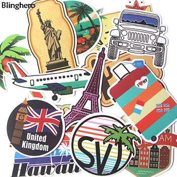 

Blinghero Tourist Attraction Stickers 15Pcs/set Travel Stickers Scrapbooking Laptop Car Stickers Decals Album Collection BH0106