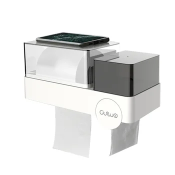

2 in 1 Roll Paper Holder Wall Mounted Clear Design Creative Tissue Holder Tissue Box Tissue Container for Home Appartment