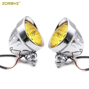 

ZORBYZ Motorcycle 12V Chrome Retro Metal Fog Light With Roll Cage Guard Bar Tube Mount Bracket Clamp For Yamaha Kawasaki Custom
