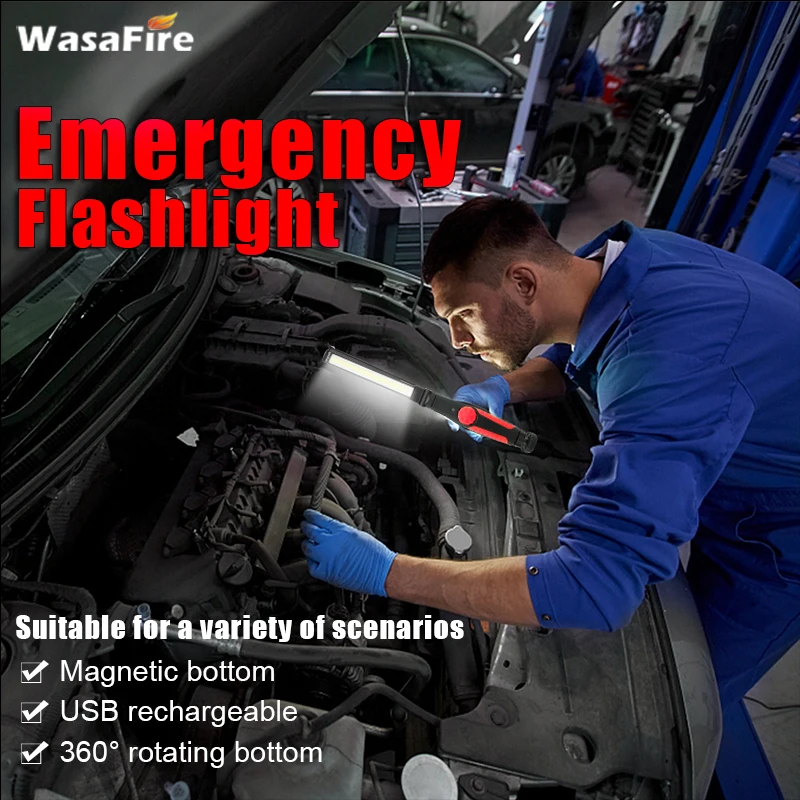 Портативный 2000 лм флэш светильник COB светодиодный рабочий USB Перезаряжаемый