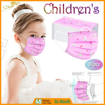 

100PC Children's Cartoon Printing mascarillas Three-Layer Non-woven Activated Carbon Protective Dust-Proof Solid Disposable Mask