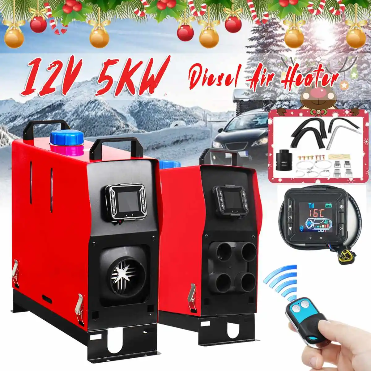 

Audew 12V 5KW Car Heater LCD 1/4 Holes Diesel Air Heater All In 1 Parking Heater Planar Car Trucks Trailer With Remote Control