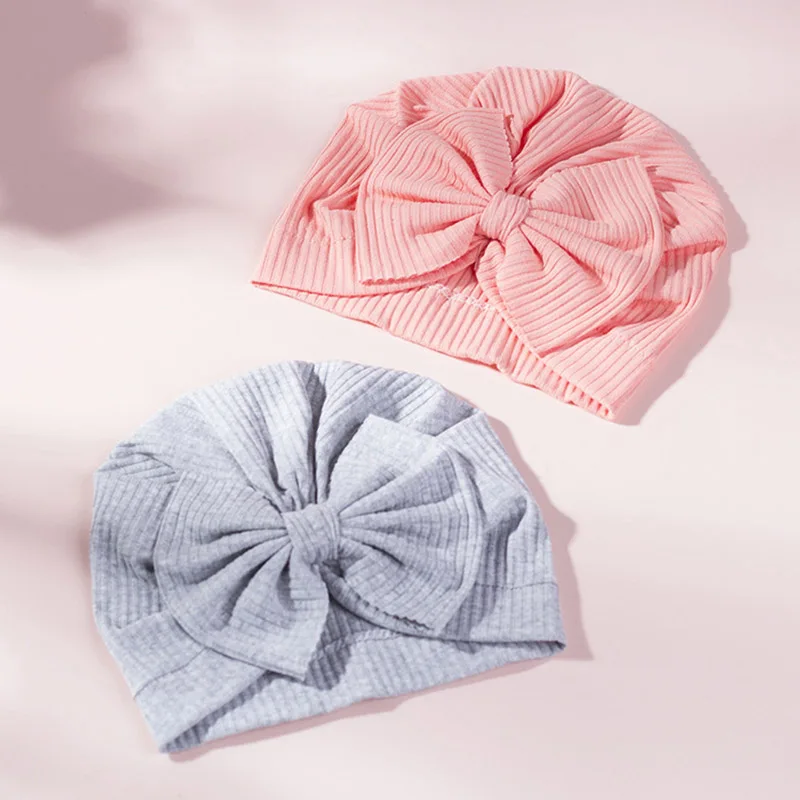 Spring Baby Hat Soft Bow Baby Girls Boys Hat Turban Solid Color Newborn Infant Cap Beanies Toddler Headwraps baby stroller mosquito net