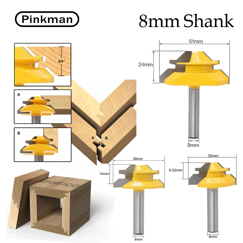 

Pinkman 1pc 45Â° Angle Drill Milling Cutter 8mm Woodworking Knife Cutter Milling Woodworking Tool Milling Mill Wood Cutting