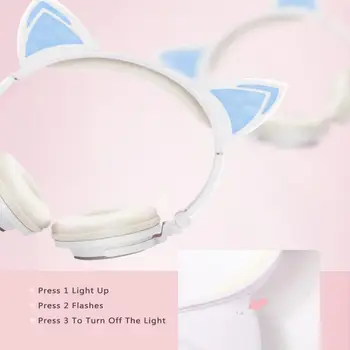 

HIFI Stereo Wireless Noise Cancelling Bluetooth Auriculares Folding Headset Top quality Cartoon Cat Ear Headphones HIFI For Gift