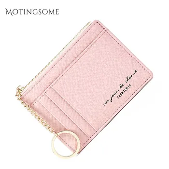 

Simple Style Extreme Thin Card &ID Holder Square Minimalism Short Style Zipper Slim Credit Card Cover Purse Luxury Design 2020