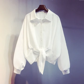 

[EWQ] 2020 Spring Summer New Arrivals Square Collar Full Sleeve Solid Pattern Women Fashion Trend Irregular Casual Shirt AY15400