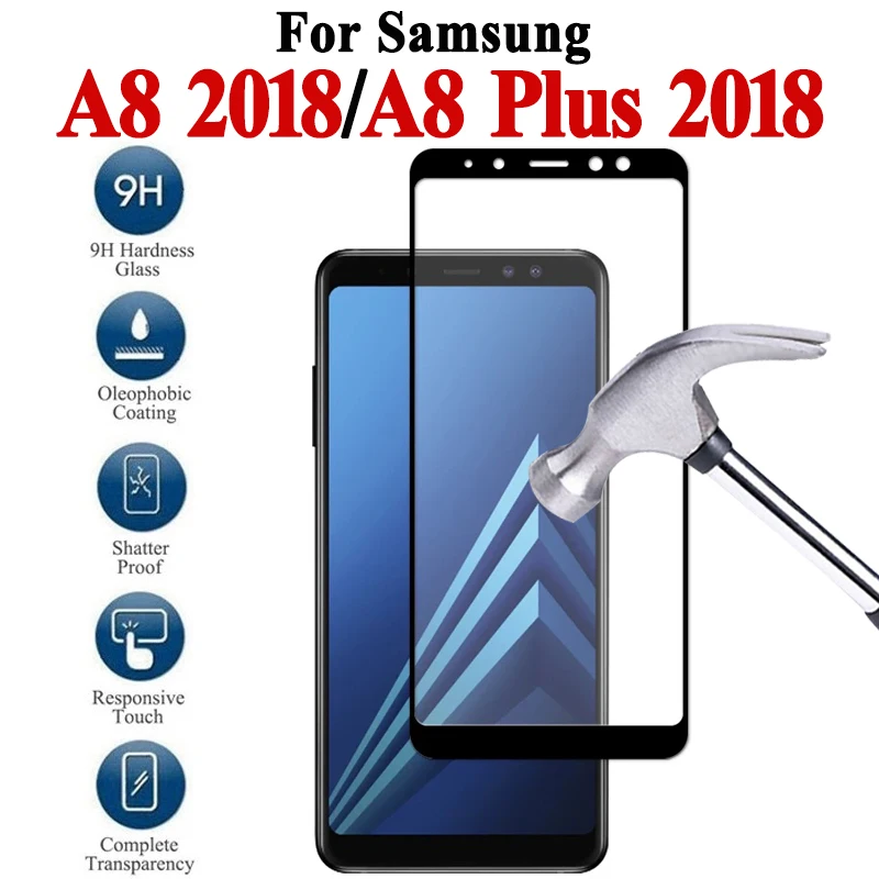 Защитное стекло для Samsung Galaxy A8 2018 защита экрана закаленное золото Galax A 8 Plus чехол