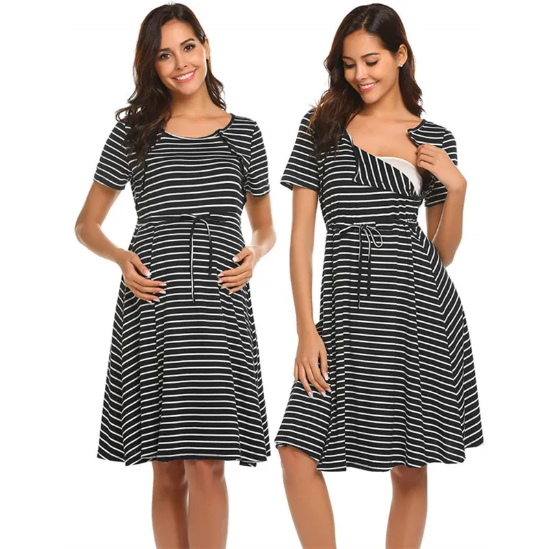 

Breast Feeding Dress Casual Womens Pregnant Maternity Clothes Nursing Breastfeeding Summer Maternity Short Sleeve Comfort Dress