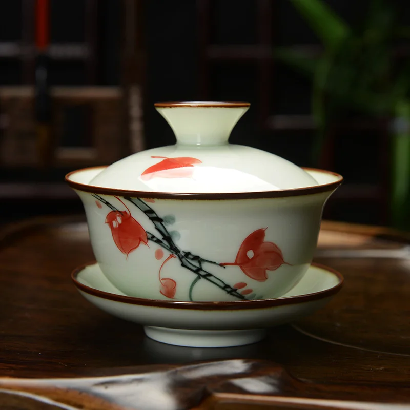 [GRANDNESS] чайный сервиз Gaiwan с ручной росписью из фарфора кунг-фу Gaiwan Jingdezhen 150 мл, чайный сервиз Gaiwan, чайный горшок кунг-фу - Цвет: B