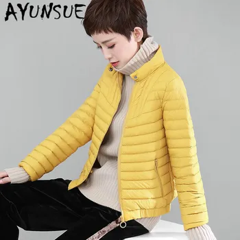 

AYUNSUE Spring Autumn Korean Ultra Light Down Jacket Women White Duck Down Coat Puffer Jacket Womens Jackets WDDY7683 YY1535