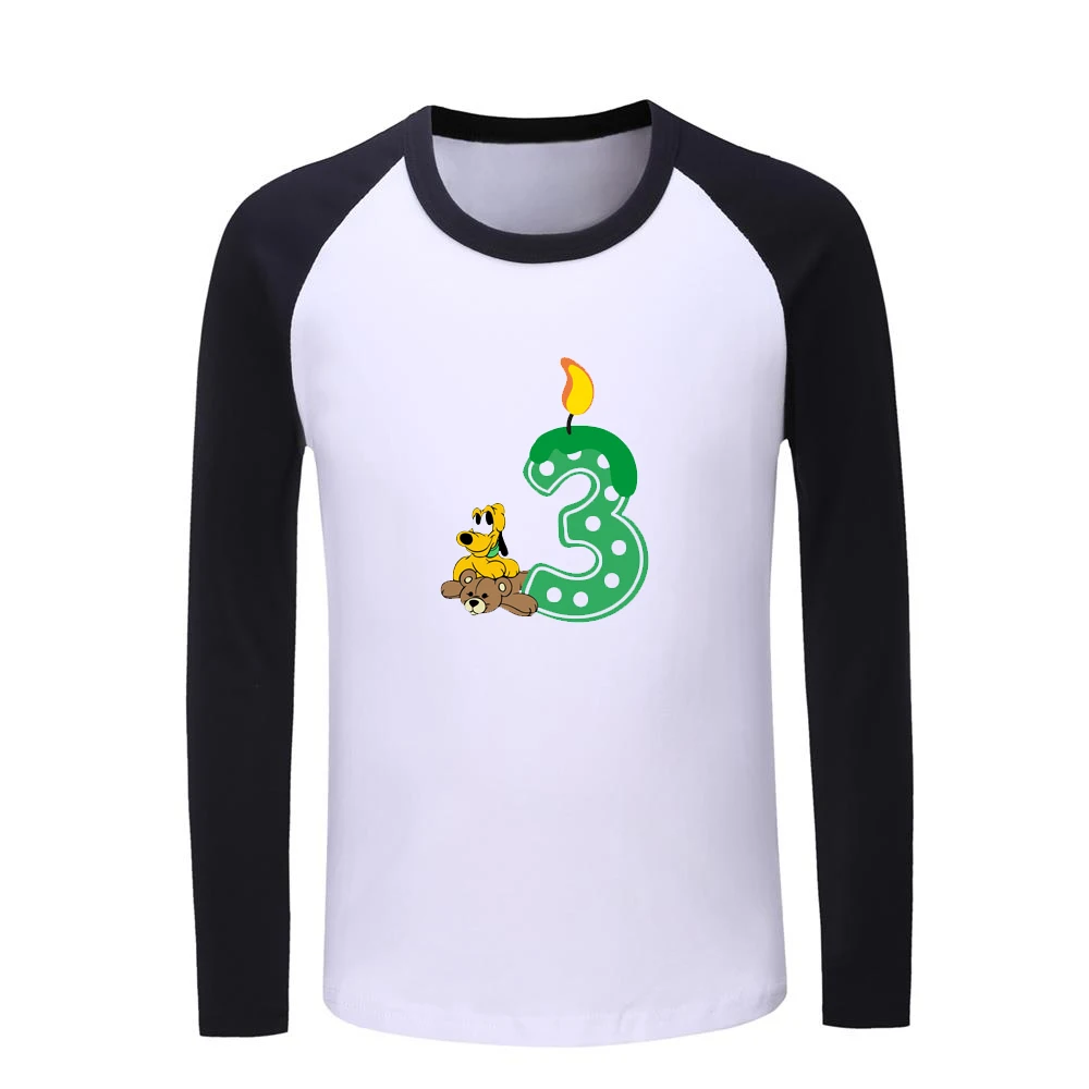 

cute little mouse little dog 3rd birthday candle Pattern Kids T-shirts Childs Graphic Tee Shirts Tops Long Sleeve Birthday Gift