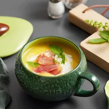 Tasse à café créative en céramique avec couvercle, faite à la main, pour le thé au lait, au lait, à l'avoine, au yaourt, cadeau de vacances