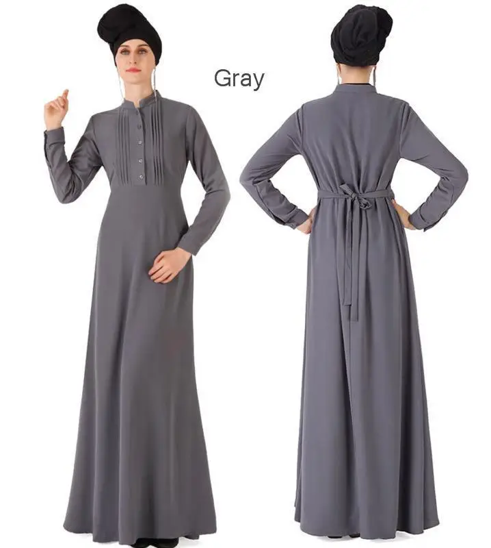 6 Color Classic Muslim Long Dresses Abaya Kaftan Robe Muslim Robe Long Sleeve Malaysia Kimono Moslemisches Elegante Retro Dress