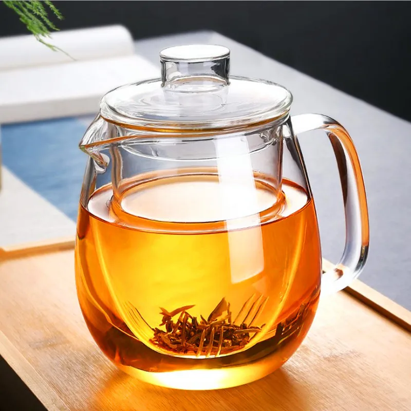 

Household Glass Teapot, Heat Resistant High Temperature Explosion Proof Large Capacity Filter Milk Rose Flower Teapots
