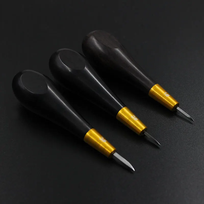 

1PCS high quality Rhombus Awl leather wooden handle Awl tool for leather sewing accessories perforated leather DIY craft tools