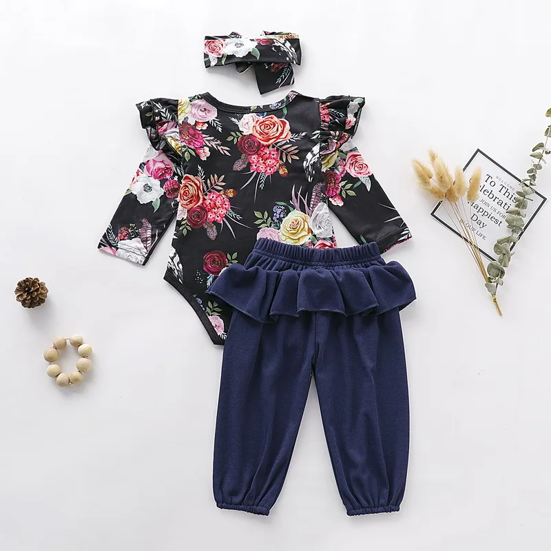 203479 Dark Blue Комплект одежды для маленьких девочек; одежда с длинными рукавами для новорожденных; боди для малышей; милая Одежда для девочек; осенняя одежда для маленьких девочек; Одежда для новорожденных; D35 - Цвет: 203479 Dark Blue