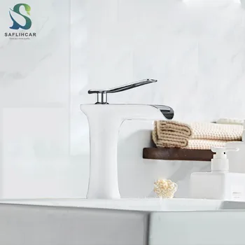 

Fashion Bathroom Basin Faucet Waterfall Faucet Hot and Cold Water Basin Sink Faucet Deck Installation Brass Basin Faucet