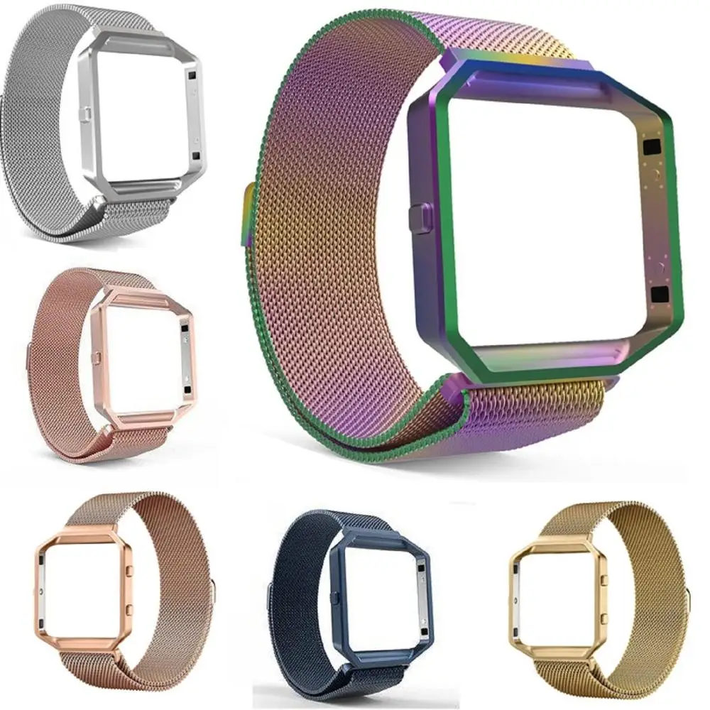 Ремешок из нержавеющей стали для Fitbit Blaze браслеты с защитным чехлом Магнитный