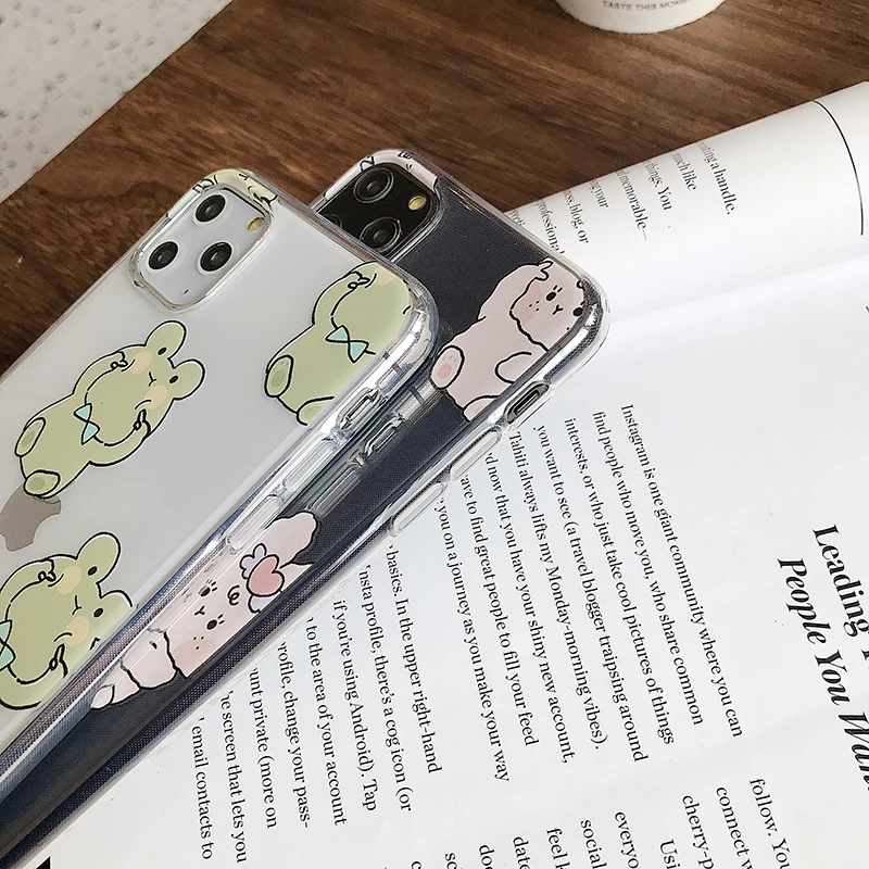 Cute rabbit frog Phone Cases For iPhone 11Pro Max 6 6s 7 8 Plus 11 X Xs Max Xr high-quality Clear soft Cover Fundas Capa