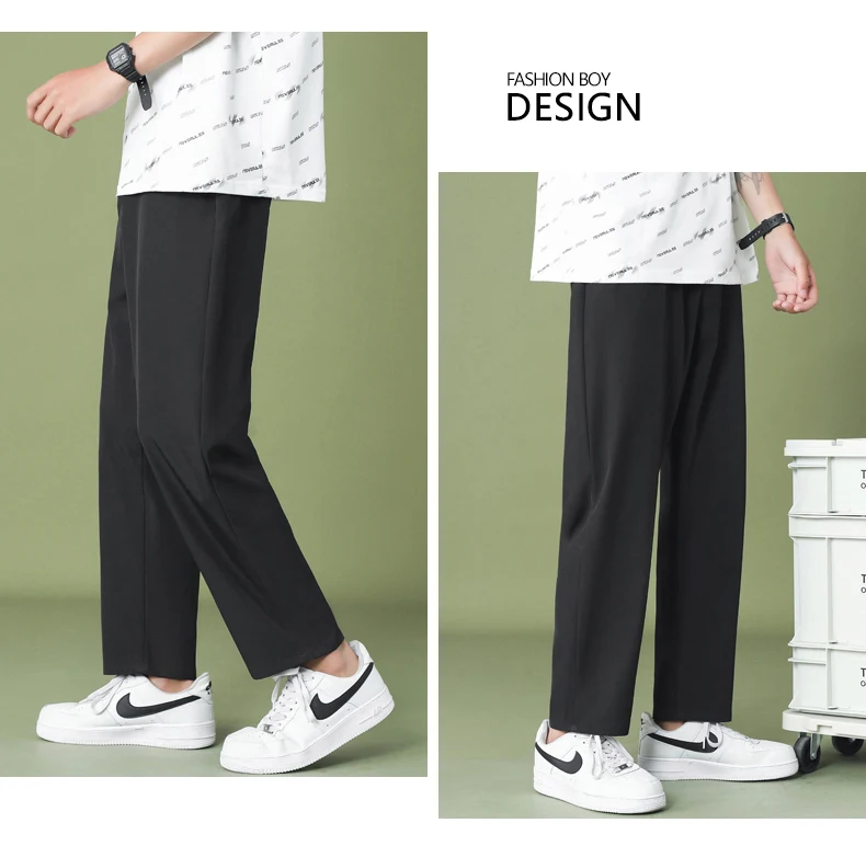 GlacialWhale Men Wide Leg Pants 2021 New Casual Light Weight Joggers Trousers Streetwear Cold Feeling Comfortable Home Pants Men