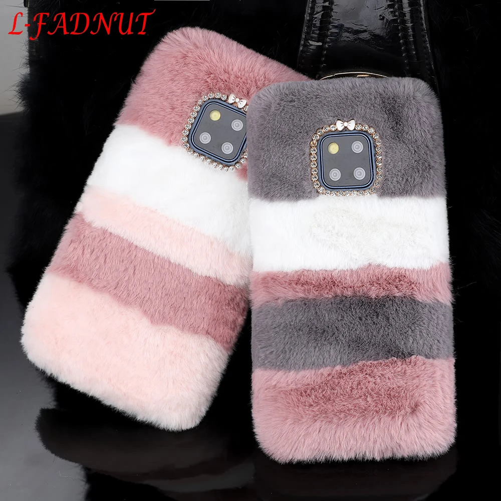 L-FADNUT Luxury Plush Fur Protective Cover For Huawei P20 Lite Pro Cute Fluffy Soft Bumper Case Mate 20 | Мобильные телефоны и