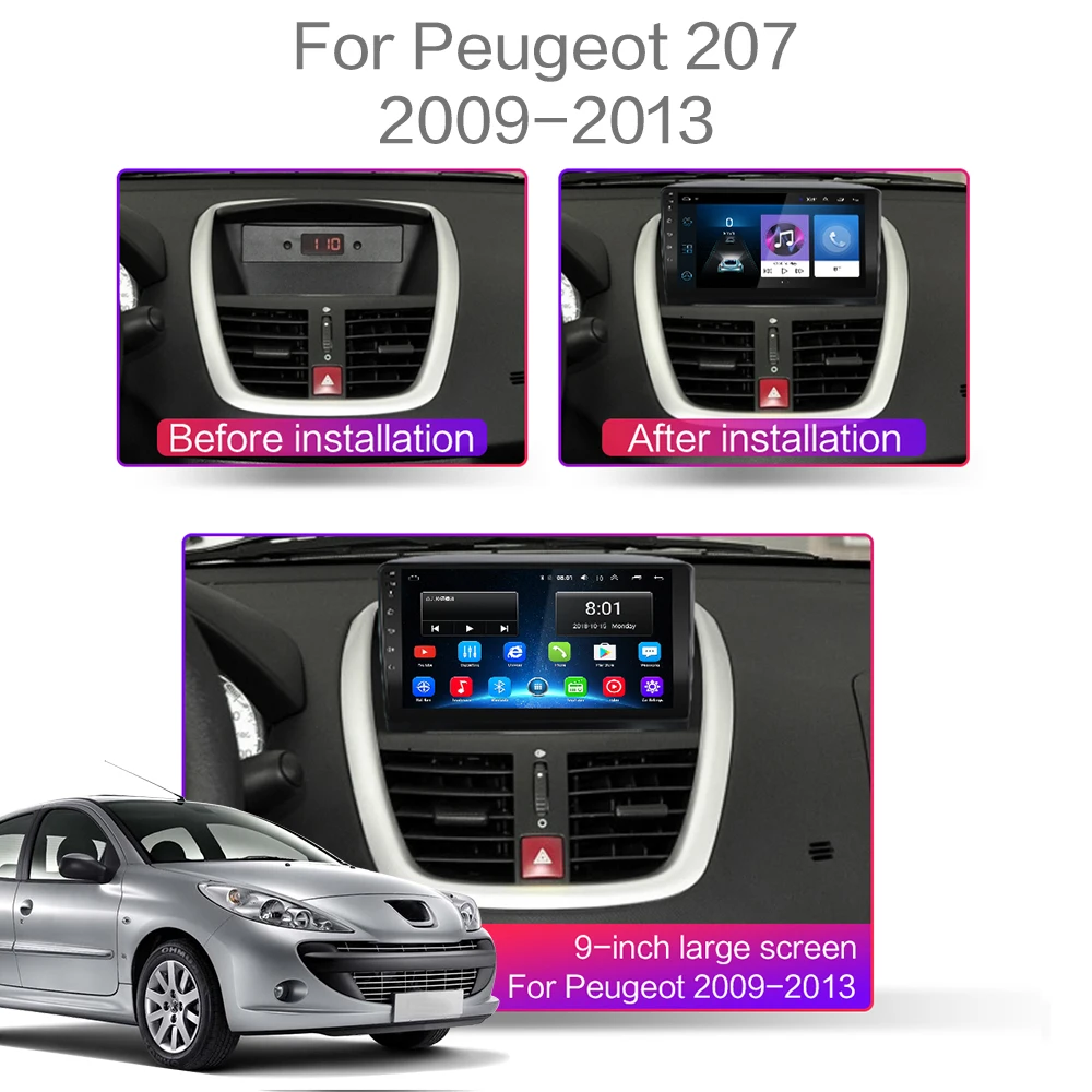 Для Peugeot 207 207CC 2007 2013 Android 2 Din автомобильный стерео WIFI GPS навигация мультимедийный