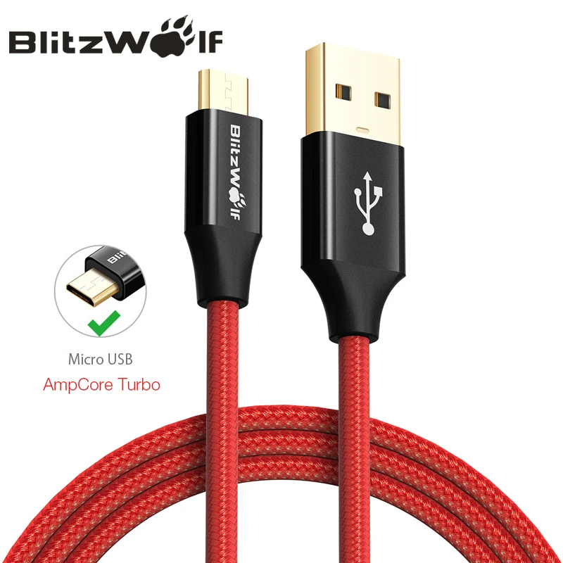 Micro USB кабель BlitzWolf Android для передачи данных 2.4A мобильный телефон зарядного