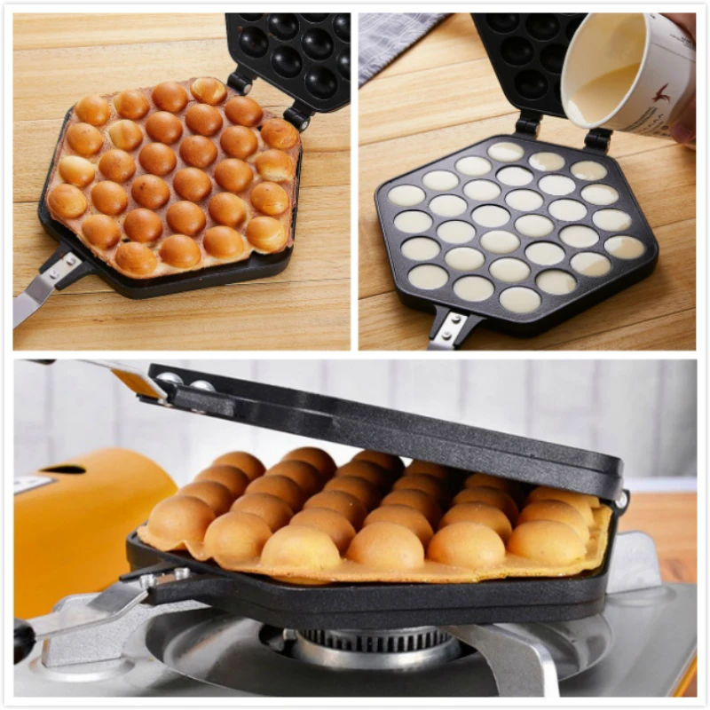 

Non-stick Bubble Egg Waffle Cone Maker Mould Iron Aluminum Alloy Dessert Cake Baking Pan Tool Double Side Bakeware Gas