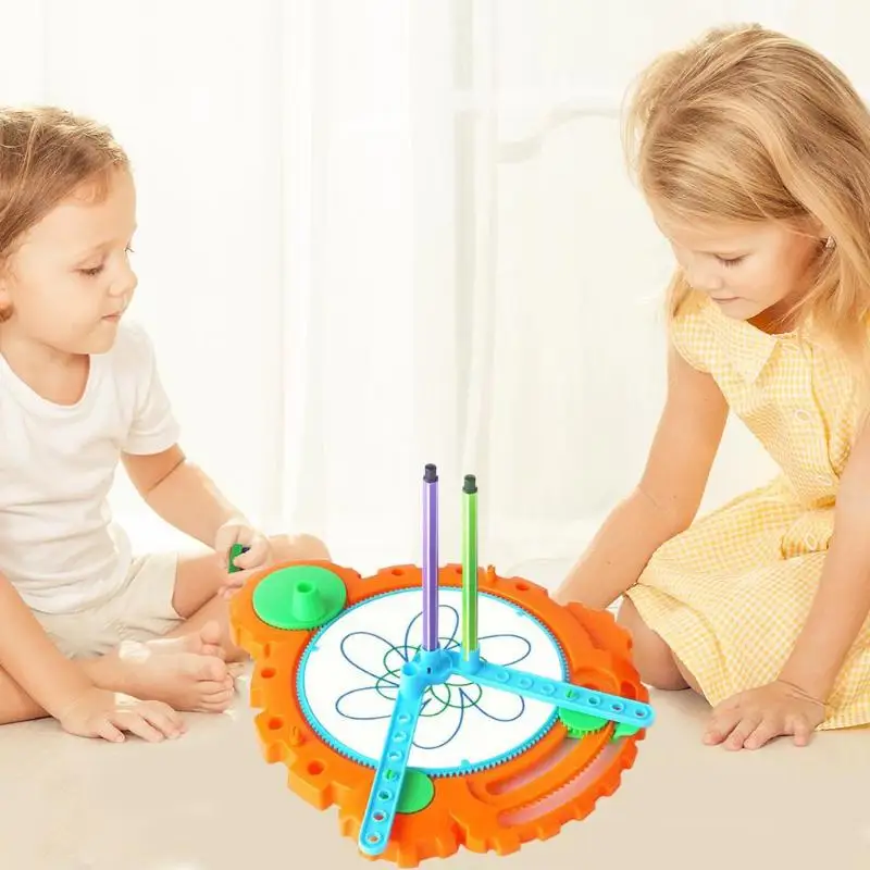 Plastic Spirograph Drawing Toy Design Set Spiral Pen Educational Stationery