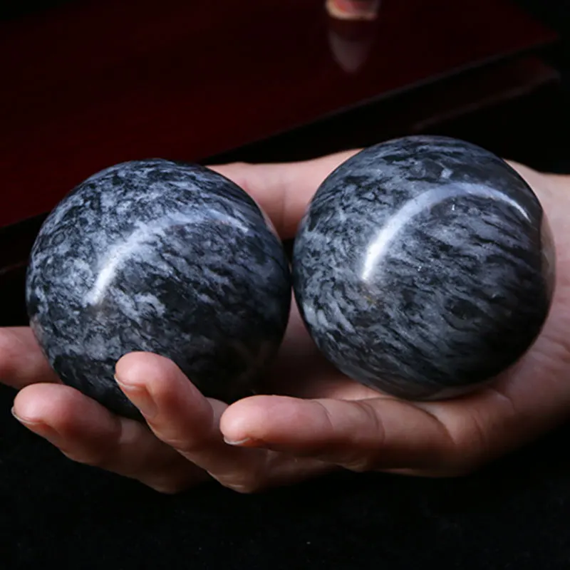 Palla Fitness Per Pallamano Tuba Per La Riabilitazione Degli Anziani Baoding Massage Esercizio Di Allenamento Palla Pietra Naturale 59Mm