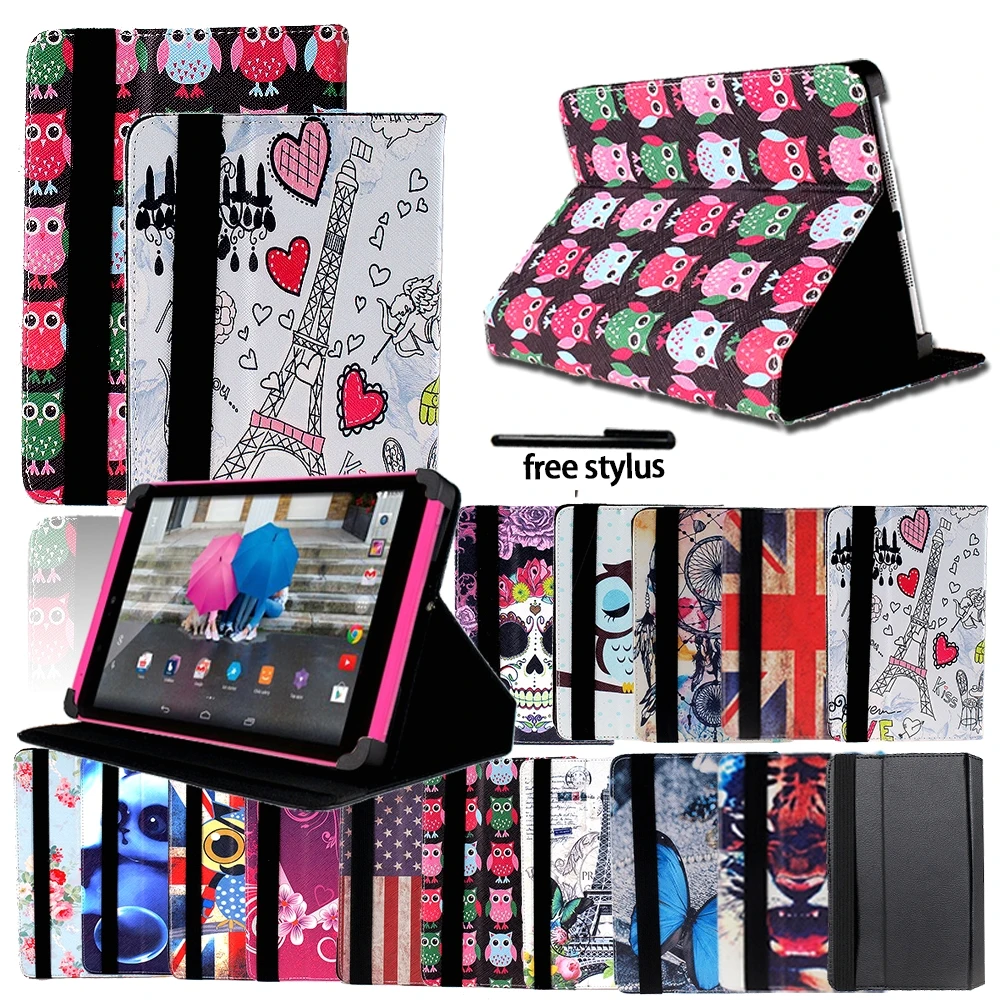 

Drop resistance Foldable Folio Leather Stand Cover Case For Tesco Hudl 2 8.3"/Windows Connect 7/8/9/10 Tablet case + Stylus