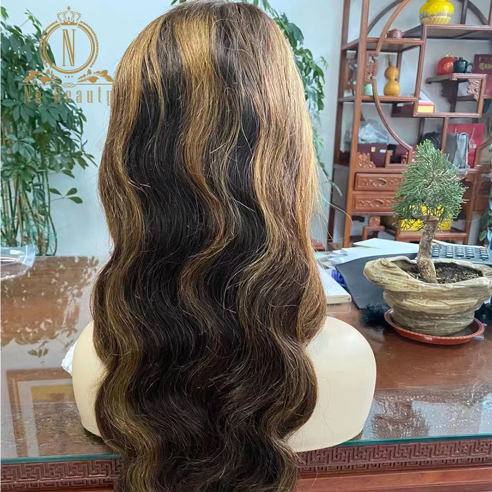 Frente do Laço Perucas de Cabelo Peruca de Renda Onda do Corpo Loira Destaque Humano Transparente Ombre Colorido Nameauty Remy 180 Densidade 13x4 hd 9 Cheap Apliques com cabelo humano