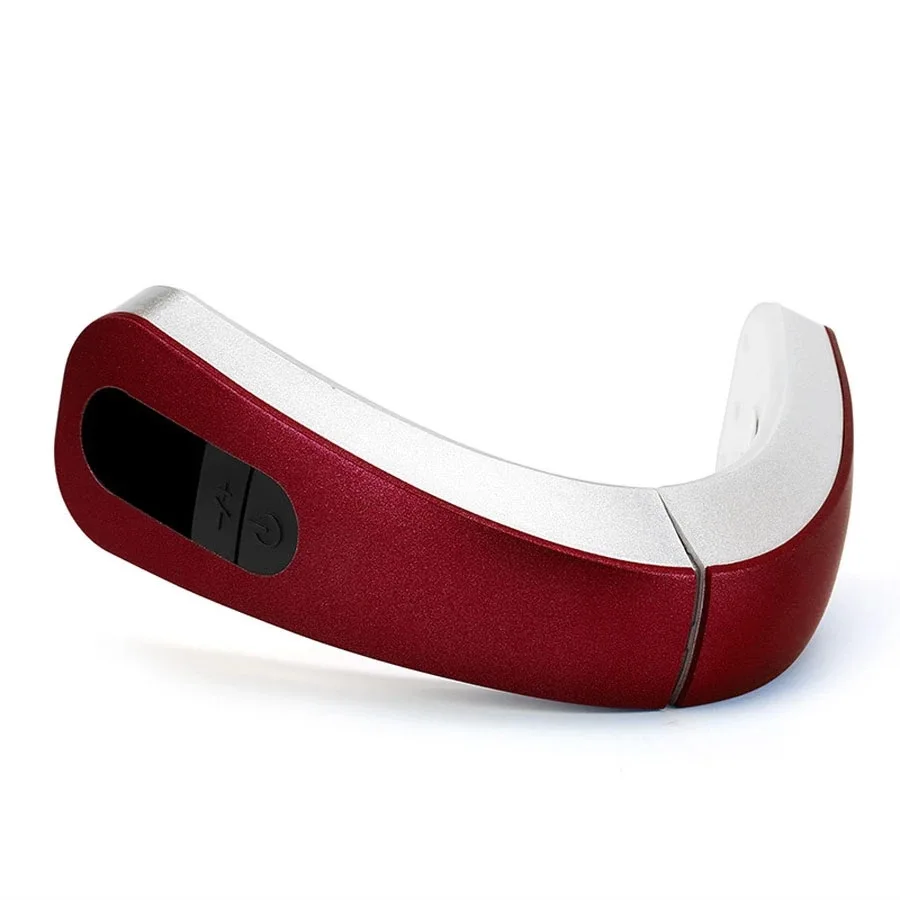 Интеллектуальное голосовое устройство для лифтинга лица TENS низкочастотная инфракрасная Магнитная терапия V массажер для лица складной портативный уход за кожей - Цвет: Красный