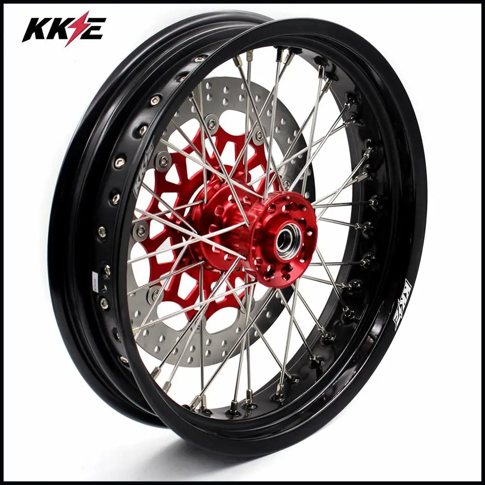 KKE 3,5/4,25*17 супермото спицами колесные диски комплект для HONDA XR400R 1996-2004 XR600R 1991-2000 Красный концентратор 320 мм тормозной диск
