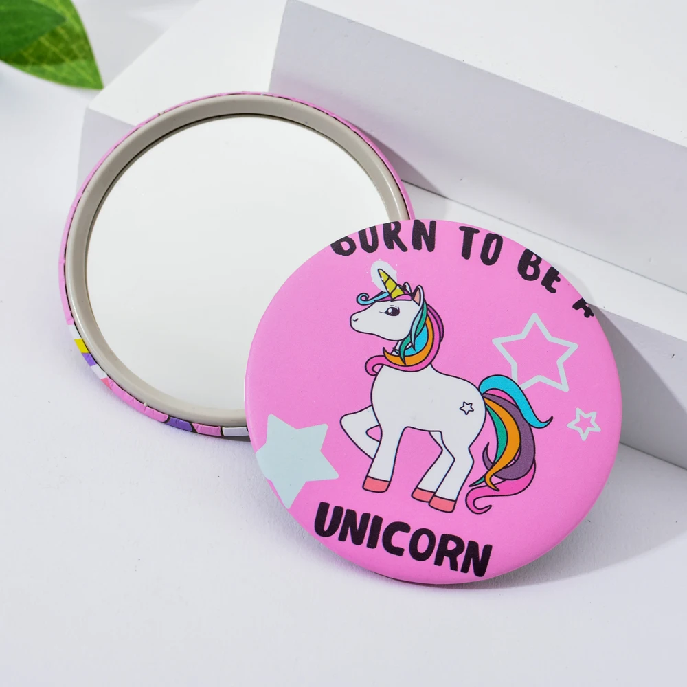 Portable Pink Flamingo Mirrors Women Mini Pocket Mirrors Five Pointed