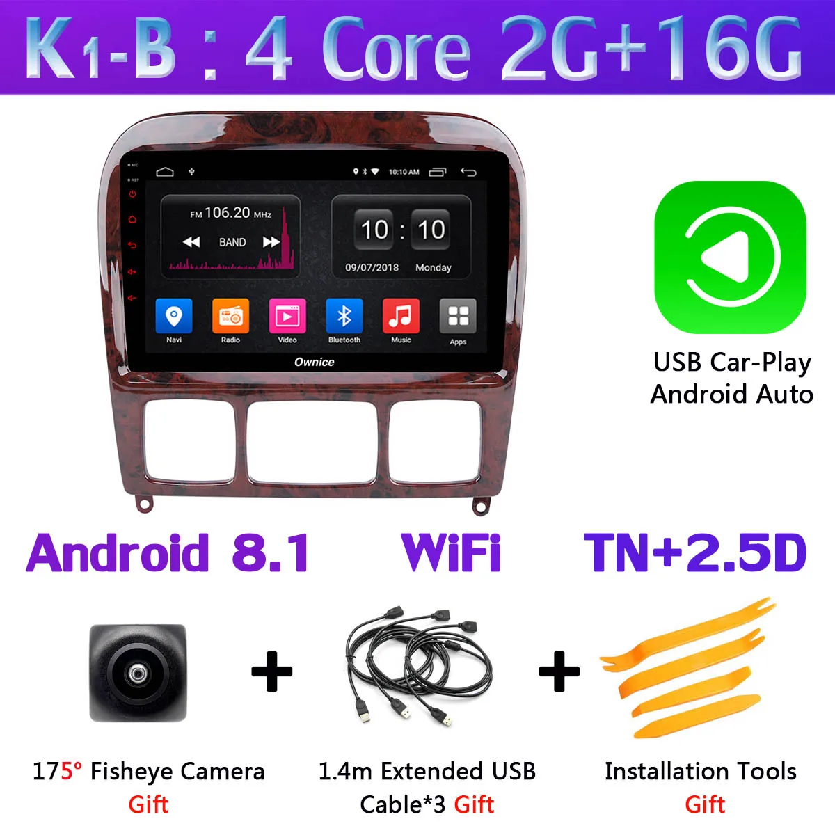 K1-B-CarPlay 360 ° камера 4G LTE Android 9,0 4G+ 64G gps радио gps CarPlay SPDIF DSP Автомобильный плеер для Mercedes Benz S CL Класс W220 W215 - Цвет: K1-B-CarPlay