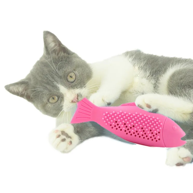Новая силиконовая игрушечная зубная щетка в форме рыбки в кошачьей мяте многофункциональная Интерактивная Дразнилка для кошки игрушка